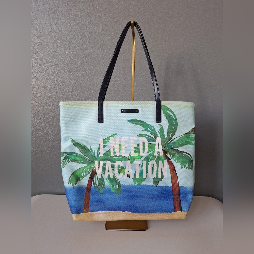Kate Spade “I Need A Vacation” Palm Tree Beach Tote Bag